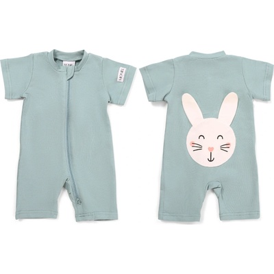 Moniel Dětský overal s krátkým rukávem Králík Pastel mintová – Zboží Dáma