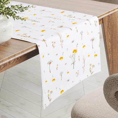 Biante bavlna běhoun Sandra SA-497 Žluté bylinky na bílém 35x120cm