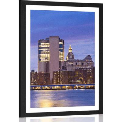 Plakát s paspartou noční Brooklyn - 40x60 black