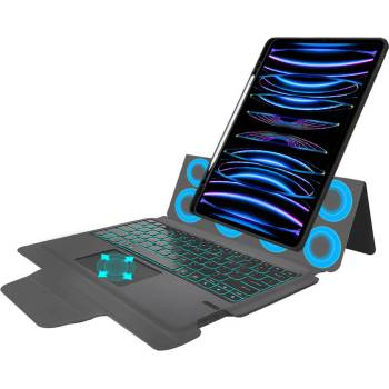 Techsuit KeyTab Pro RGB Wireless Touchpad Keyboard Case - полиуретанов калъф, клавиатура, тракпад и поставка за iPad Pro 12.9 M2 (2022), iPad Pro 12.9 M1 (2021), iPad Pro 12.9 (2020), iPad Pro 12.9 (2