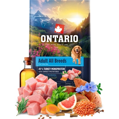 Ontario Adult All Breeds Monoprotein Turkey & Sweet Potatoes 0,75 kg
