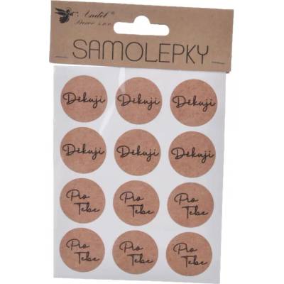 Samolepky Děkuji /pro tebe 12 ks pr. 3 cm