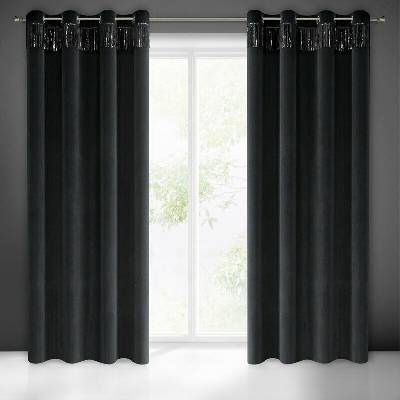 Takoy Záves JASPER zo zamatu zdobený lesklým pruhom flitrov-HF-386174 | 140 x 250 cm
