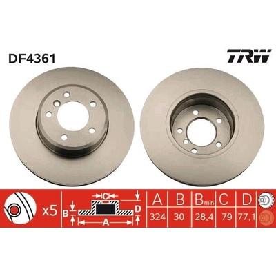 Brzdový kotúč TRW DF4361