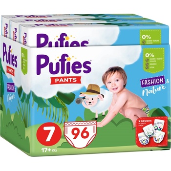 pufies Пелени гащи Pufies Fashion & Nature - Размер 7, 96 броя, 17+ kg, Maxi pack 3 (54000148)