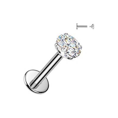 Šperky4U Piercing do brady labreta TITAN Moissanit 0.25ct (4mm) TM042-12084