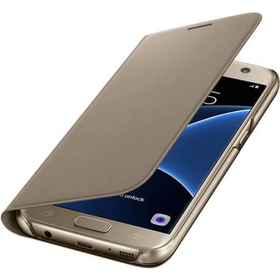 Samsung Flip Cover EF-WG930PFEGWW - оригинален кожен кейс за Samsung Galaxy S7 (златист)