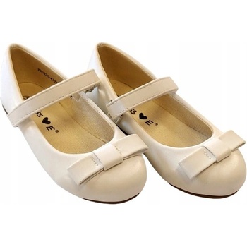 MissE kožené bílé boty na oslavu přijímání pro dívku baleríny