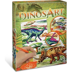 Dinosart Творчески комплект DinosArt - Направи си картини с камъчета, Динозаври (D15051) - ozone