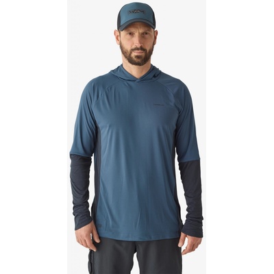 Caperlan rybárske tričko Anti-UV 500 s kapucňou modré šedá