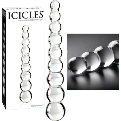 Icicles No. 2 guličkový sklenený dildo priehľadný