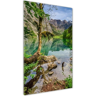 Vertikálny foto obraz fotografie na skle Jazero v horách 50x100 cm