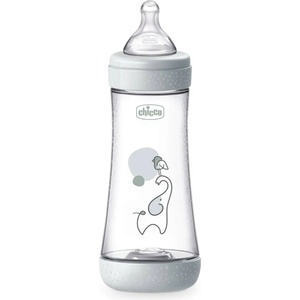 Chicco Шише за хранене Chicco Perfect 5 - С бърз поток, 300 ml, 6 м+, сив/бял (N0289) - ozone