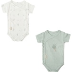 Bimbidreams Бебешки бодита с къс ръкав Bimbidreams - Blue Sky, 0-1 м, 2 броя, White/Green (8435629213814) - baby