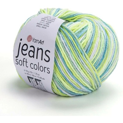 Yarn Art Jeans Soft Colors 6211 krémová, odstíny zelené