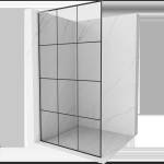 Mexen Kioto L стена за душ Walk-in 110 x 200 cm, черна решетка, изчеткан никел - 800-110-103-97-77 (800-110-103-97-77)