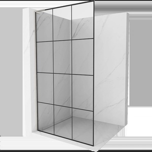 Mexen Kioto L стена за душ Walk-in 110 x 200 cm, черна решетка, изчеткан никел - 800-110-103-97-77 (800-110-103-97-77)