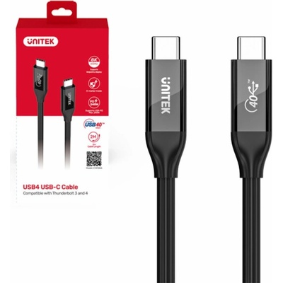 Unitek C14100ABK01-2M USB USB4 Gen 2x2 USB C 40 Gbit/s 240 W černý