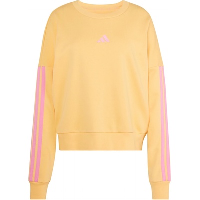 Adidas Дамски пуловер adidas Women's 3-Stripes French-Terry Sweatshirt Jumper - Semi Ice Tangerine / St Tropic Bloom - размер XXL (117-3746-0216)