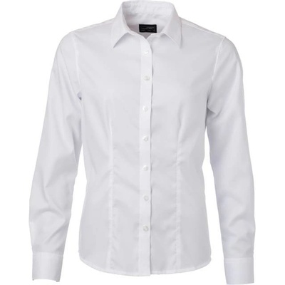 James & Nicholson JN 681 dámská keprová košile s dlouhým rukávem white