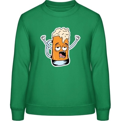 AWDis Sweat mikina Design Ilustrace pivní sklenice Čistá zelená