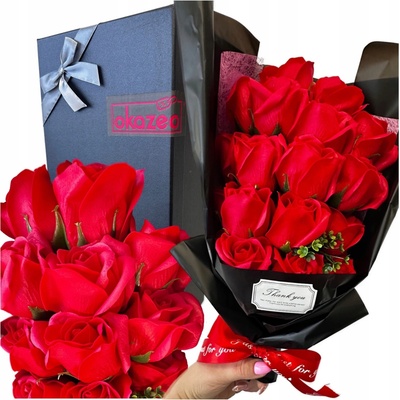 Flower Box Okazeo elegantní dárek - kytice mýdlových růží v XXL boxu