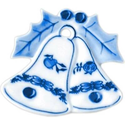 Cibulák vánoční ozdoba zvonky 6,2 cm originální cibulákový porcelán Dubí cibulový vzor 10658