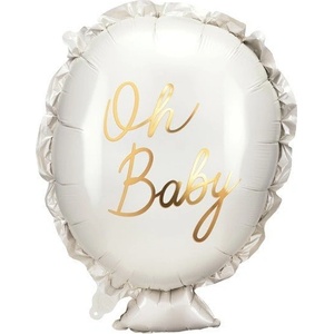 Party Deco Фолиев Балон "Oh Baby" в Кремаво и Златно, 53x69 см (FB193)