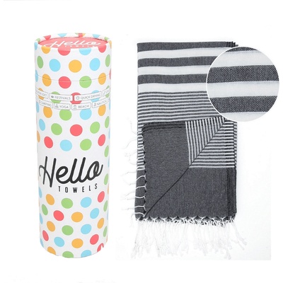 Hello Towels Памучна кърпа Hello Towels Malibu в черно/бяло