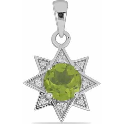 Nefertitis Přívěsek stříbrný s broušeným olivínem a zirkony 023185 PD NF45212