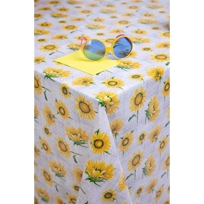 Ubrus PVC 5738320, slunečnice na šedém podkladu, metráž 20 m x 140 cm, IMPOL TRADE