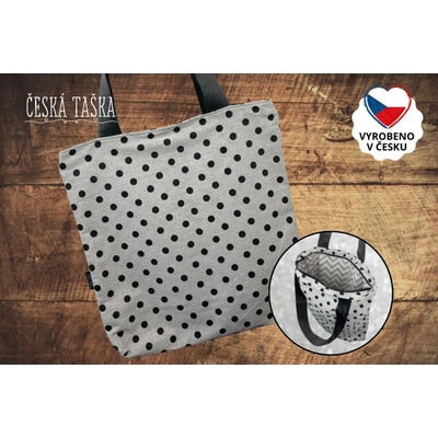 Česká Taška Taškokabelka DOTS XL Česká ručně šitá taška s podšívkou a zipem 50×50 cm