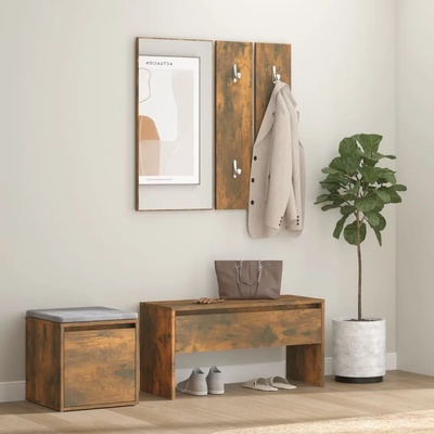 vidaXL Комплект мебели за антре, опушен дъб, инженерно дърво (3120194)