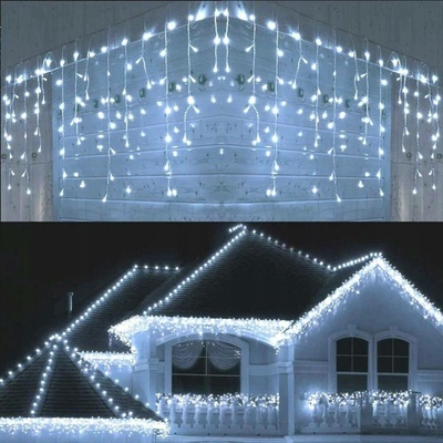 eCa Vánoční světelný závěs 300 LED studená bílá 15 m