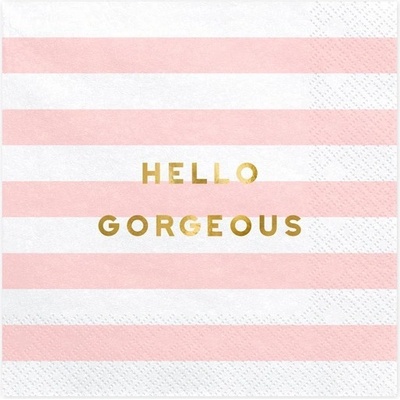 PartyDeco Парти Салфетки "Hello Gorgeous ", Светло Розово