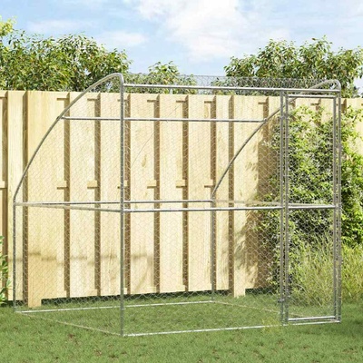 vidaXL Klec pro psy se síťovou střechou 200 x 200 x 200 cm pozinkovaná ocel stříbrná 9799.42008380
