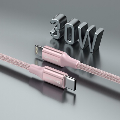 Swissten 71529205 USB-C / Lightning, 1,5m, růžový