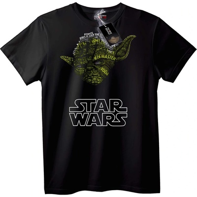 NOONEBRAND Тениска Star Wars Йода Текстово Изкуство - XS, White