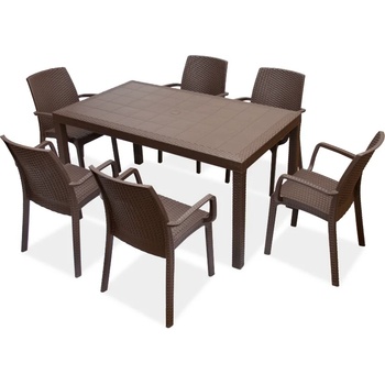 BICA Кафяви мебели от техноратан Houston/Indiana за 6 човека Bica (BC9094BR-6x9093BR)