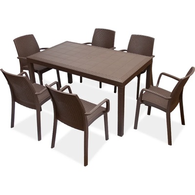 BICA Кафяви мебели от техноратан Houston/Indiana за 6 човека Bica (BC9094BR-6x9093BR)