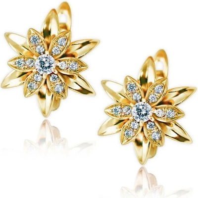 Elanis Jewel Dámské květinové náušnice La Diamantina Lilianna Gold se zirkony EJ00444