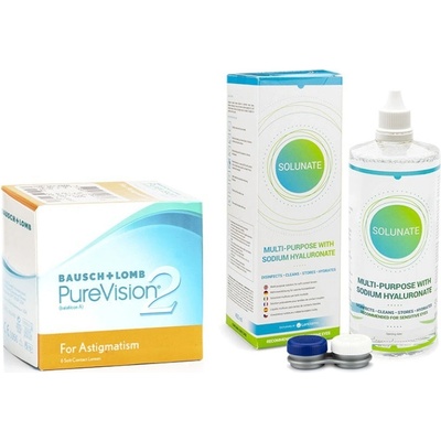 Bausch & Lomb PureVision 2 for Astigmatism 6 čoček + Solunate Multi-Purpose 400 ml s pouzdrem