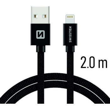 Swissten 71523301 USB 2.0 typ A na Lightning, USB 2.0, zástrčka A - zástrčka Lightning, opletený, 2m, černý