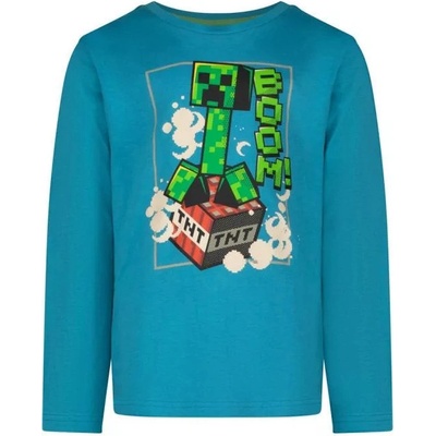 Minecraft tričko Boom s dlouhým rukávem modré