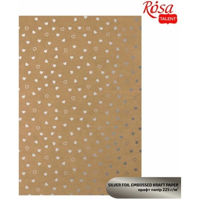 Rosa Papiere na scrapbooking s metalickými prvkami A4 - strieborné srdiečka