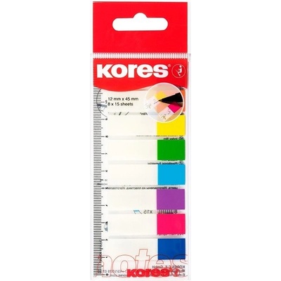 Kores Samolepicí záložky Kores Index Strips - 8 x 15 lístků / průhledné