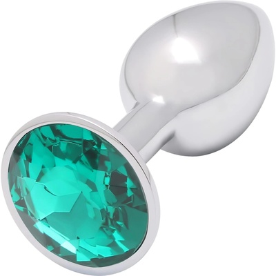 Sunfo - метален анален plug със зелен камък (сребърен)