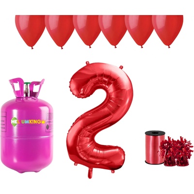 HeliumKing Helium párty set na 2. narozeniny s červenými balónky