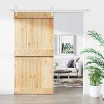 vidaXL Преплъзваща се врата Естествено и бяло 100 x 210 cm (3445181)