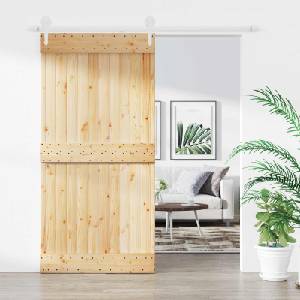 vidaXL Преплъзваща се врата Естествено и бяло 100 x 210 cm (3445181)
